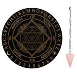 1Pc Cone/Spike/Pendulum Natural Rose Quartz Stone Pendants, 1Pc 304 Stainless Steel Cable Chain Necklaces, 1Pc PVC Custom Pendulum Board, Dowsing Divination Board, Star of David Pattern, Board: 200x4mm