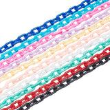 ABS Plastic Cable Chains, Oval, Mixed Color, 13.5~14x8x2mm, 14.9 inch~15.35 inch(38~39cm)/strand, 20strands/set