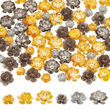 96Pcs 6 Style  Iron Bead Caps, Flower, Platinum & Golden, 14~24x5.5~9mm, Hole: 1.2~1.4mm, 16pcs/style