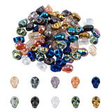Electroplate Glass Beads, Skull, Mixed Color, 10x8x6.5mm, Hole: 1mm, 100pcs/box