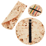 Funny Imitation Chinese Style Pancake Canvas Pen Roll Up, Stationery Pencil Wrap, Flat Round, PeachPuff, 220x5mm