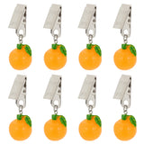 Resin Imitation Fruit Tablecloth Weights, Table Cloth Pendants, with Iron Clip, Orange, 55mm, Orange: 24~25x21x19.5~20mm, 8pcs/set