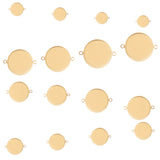 Vacuum Plating 304 Stainless Steel Cabochon Connector Settings, Plain Edge Bezel Cups, Flat Round, Golden, Tray: 8~25mm, 16~34x10~26.8x2mm, hole: 1.8~2.2mm, 16pcs/box