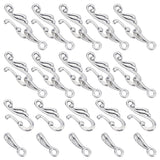 70Pcs Tibetan Style Alloy Hook and Eye Clasps, Lead Free and Cadmium Free, Antique Silver, Toggle: 12mm wide, 25mm long, Bar: 16mm long, Hole: 3mm