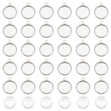DIY Half Round Pendants Making Kits, Including 304 Stainless Steel Pendant Cabochon Settings and Transparent Glass Cabochons, Stainless Steel Color, Tray: 12mm, 17x14x2mm, hole: 2mm, 50pcs/box