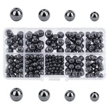 316Pcs Non-magnetic Synthetic Hematite Beads Strands, Grade A, Round, 4mm/6mm/8mm/10mm, Hole: 1~2mm