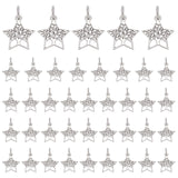 40Pcs Tibetan Style Alloy Pendants, Star with Tree of Life, Antique Silver, 23x21x1mm, Hole: 7mm