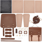 DIY PU Leather Sew on Backpack Kits, including Fabric, Adjustable Shoulder Strap, Magnetic Clasp, Thread, Needle, Saddle Brown, Finished Product: 27x15x31cm