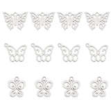 201 Stainless Steel Pendants and 304 Stainless Steel Charms, Butterfly, Stainless Steel Color, 15x18x1mm, Hole: 1.4mm, 30pcs/box