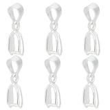 6Pcs 925 Sterling Silver Pendant Bails, Ice Pick & Pinch Bails, with 925 Stamp, Silver, 13mm, Hole: 3x4mm, Pin: 0.8mm