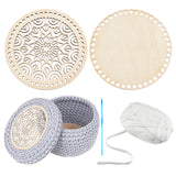 DIY Purse Making Kit, Including Wooden Basket Bottoms, Polyester Cords & Aluminum Crochet Hooks, Mixed Color, 14.8~20x0.25~0.6x0.1~0.6cm, Hole: 6~8.5mm