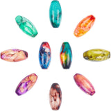 Baking Painted Glass Beads, Oval, Mixed Color, 22x10~10.5mm, Hole: 1mm, 9 colors, 10pcs/color, 90pcs/box