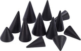 12Pcs 6 Style Wooden Ring Displays, Cone Shaped Finger Ring Display Stands, Black, 3~5.3x2.4~4.9cm, 2pcs/style