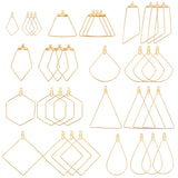 36Pcs Kite & Geometry 304 Stainless Steel Wire Pendants, Hoop Earring Findings, Golden, 40x20x0.6mm, Hole: 1.4mm, 4pcs/style