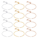 12Pcs 3 Colors Brass Box Chain Slider Bracelet Making, Mixed Color, 9x0.1cm, 4pcs/color