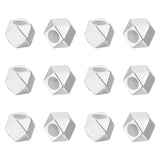 12Pcs 925 Sterling Silver Spacer Beads, Polygon, No 925 Stamp, with 1Pc Suede Fabric Square Silver Polishing Cloth, Silver, Bead: 3x3x3mm, Hole: 1.6mm