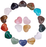 18 Kinds Natural/Synthetic Gemstone Cabochons, Heart, 15x18x6mm, 1pc/kind, 18pcs/set