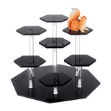 7-Slot Octagon Acrylic Minifigures Organizer Display Risers, Assemblable Action Figures/Doll Holder, Black, Finish Product: 20.9x20.9x14cm
