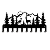 Christmas Reindeer & Forest Iron Wall Mounted Hook Hangers, Decorative Organizer Rack, for Bag Clothes Key Scarf Hanging Holder, with Screws, Black, 115x250mm