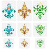 PET Hollow Out Drawing Painting Stencils, for DIY Scrapbook, Photo Album, Fleur De Lis, 200~297x200~210mm, 9pcs/set