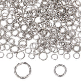 300Pcs 2 Styles 304 Stainless Steel Twisted Jump Rings, Open Jump Rings, Stainless Steel Color, 6.5~8x1.1mm, Inner Diameter: 4.5~6mm, 150pcs/style