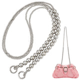 1Pc Plated Acrylic Bead Chain Bag Handle, with Spring Gate Rings, for Shoulder Bag Replacement Accessories, Silver, 110cm