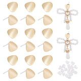 20Pcs Brass Stud Earring Findings, with Vertical Loops and 20Pcs Plastic Ear Nuts, Teardrop, Real 18K Gold Plated, 15x12mm, Hole: 2.5mm, Pin: 0.7mm