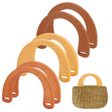 6pcs 3 Colors Dyed Wood Bag Handles, for Bag Handles Replacement Accessories, Mixed Color, 123.5x185x8.5mm, Hole: 5.5x22.5mm, 2pcs/color