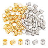 60Pcs 2 Colors 201 Stainless Steel Beads, Grooved Beads, Column, Golden & Stainless Steel Color, 4x4mm, Hole: 2.8mm, 30pcs/color