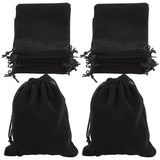 20Pcs Rectangle Velvet Drawstring Pouches, Candy Gift Bags Christmas Party Wedding Favors Bags, Black, 12x10cm