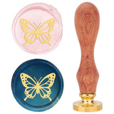 Brass Wax Seal Stamp with Rosewood Handle, for DIY Scrapbooking, Butterfly Pattern, 25mm