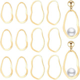 16Pcs 2 Style Brass Linking Rings, Lead Free & Cadmium Free & Nickel Free, Wavy Oval, Real 18K Gold Plated, 28~39x16.5~23x1mm, 8pcs/style