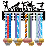 Sports Theme Iron Medal Hanger Holder Display Wall Rack, 3-Line, with Screws, Gymnastics, Sports, 130x290mm, Hole: 5mm