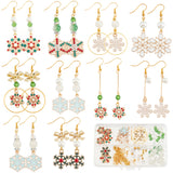 DIY Christmas Snowflake Earring Making Kit, Including Glass Pearl & Bicone Beads, Iron Bar Links Connectors, Alloy Links & Pendant, Brass Earring Hooks, Mixed Color, 162Pcs/box