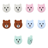 10Pcs 5 Colors Silicone Beads, DIY Nursing Necklaces and Bracelets Making, Chewing Pendants For Teethers, Bear Head, Mixed Color, 23.5x21.5x10mm, Hole: 2mm, 2pcs/color