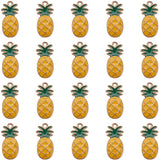 Alloy Enamel Pendants, Pineapple, Light Gold, Gold, 24x12x3mm, Hole: 1.5mm, 20pcs/box