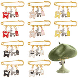 10Pcs 5 Color Baby Clothes & Milk Bottle & Pram Alloy Enamel Charm Safety Pin Brooches, Golden Iron Lapel Pins for Waist Pants Extender, Mixed Color, 32~36mm, 2Pcs/color