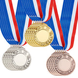 15Pcs 3 Colors Zinc Alloy Commemorative Medals, Polyester Lanyard Medal for Children's Events, Mixed Color, 81cm, 5pcs/color