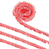Double Layer Pleated Polyester Lace Trim, Garment Accessories, Red, 1 inch(24mm), about 19.69 Yards(18m)/pc