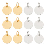 Brass Stamping Blank Tag Charms, Nickel Free, Flat Round, 12x0.25mm, Hole: 4mm, Golden & Silver, 12x0.5mm, Hole: 4.2mm