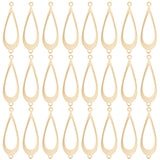 50Pcs Brass Connector Charms, Long-Lasting Plated, Hollow Teardrop Links, Real 24K Gold Plated, 30x10x1mm, Hole: 1.2mm