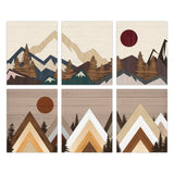Chemical Fiber Oil Canvas Hanging Painting, Home Wall Decoration, Rectangle, Mountain Pattern, 250x200mm, 6 style, 1pc/style, 6pcs/set