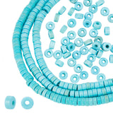 3 Strands Synthetic Turquoise Beads Strands, Heishi Beads, Dyed, Flat Round/Disc, Turquoise, 4x2mm, Hole: 1mm, about 170pcs/strand, 15 inch(38.1cm)