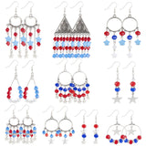 DIY Independance Day Theme Chandelier Earring Making Kit, including Acrylic & Glass Beads, Alloy Charms & Links, Brass Earring Hooks & Hoop Earring & Pins & Jump Rings & End Chains & Beads, 304 Stainless Steel Pendant, Mixed Color, 367pcs/box
