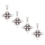 4Pcs 304 Stainless Steel Manual Polishing Pendants, Witch Knot Charms, Antique Silver, 38x34x2.5mm, Hole: 4x9mm
