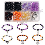 Halloween Bracelet Making Kit, Including Glass Imitation Jade & Acrylic Pearl Beads, Witch & Skeleton & Spider Alloy Pendants, Mixed Color, 182Pcs/box