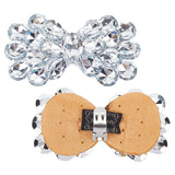 2Pcs Alloy Rhinestone Shoe Decorations, Detachable Shoe Buckle Clips, Bowknot, Crystal, 45x84x12.5mm