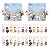 Alloy Enamel Cat Pendant Stitch Markers, Crochet Leverback Hoop Charms, Locking Stitch Marker with Wine Glass Charm Ring, Mixed Color, 4.6cm, 6 colors, 2pcs/color, 12pcs/set