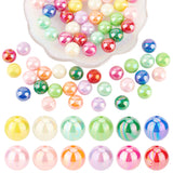 72pcs 12 colors Pearlized Plastic Round Beads, AB Color Plated, Mixed Color, 16mm, Hole: 2mm, 6pcs/color