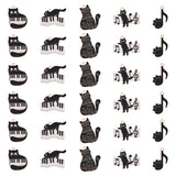 30Pcs 5 Style Alloy Enamel Pendants, Cat with Music Scores & Piano, Mixed Patterns, 20~28x17~28x1.2mm, Hole: 2mm, 6pcs/style